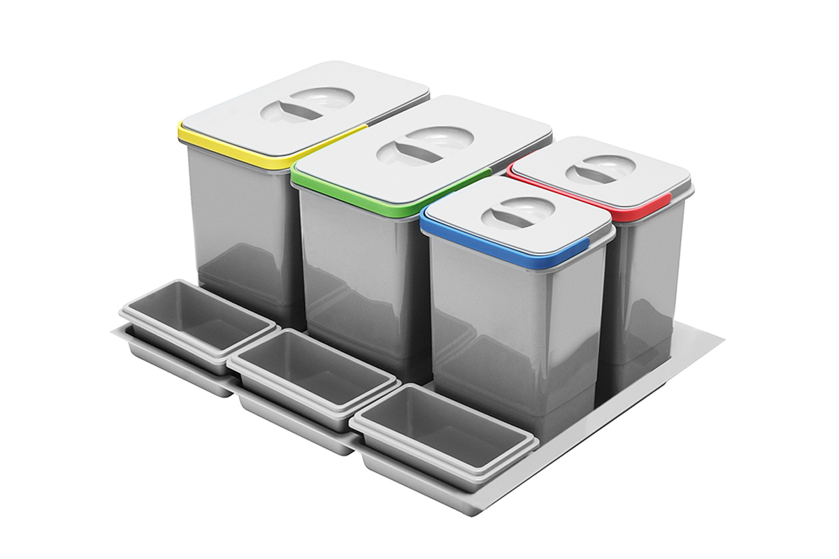 Контейнеры для отходов с крышкой Italplast в базу 80 (2x15 л + 2x7 л)
