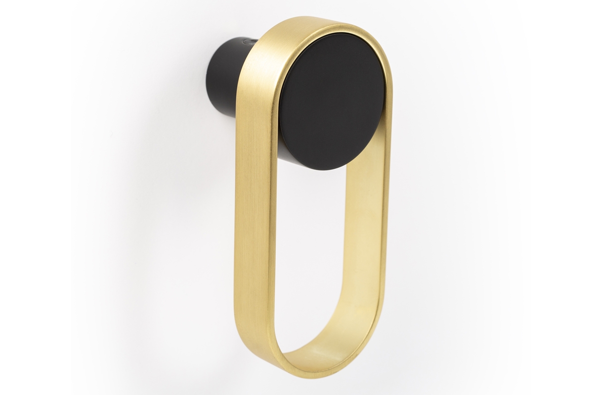 Крючок вешалка для одежды Orbit овал, золото шлифованное с черным